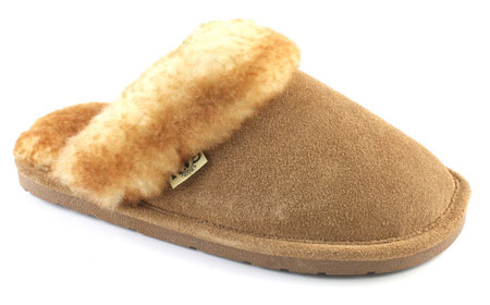 RJs Fuzzies Sheepskin Slippers Womens Scuff - Chestnut