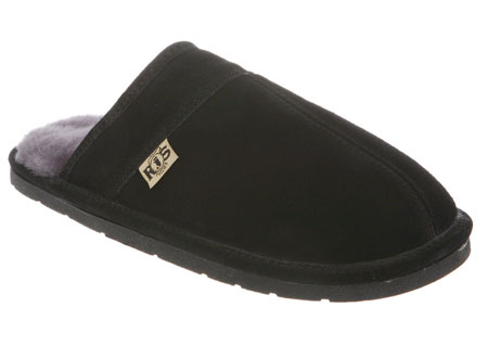 RJs Fuzzies Sheepskin Slippers Mens Scuff - Black