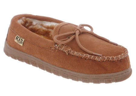 RJs Fuzzies Sheepskin Slippers Mens Moccasin - Chestnut
