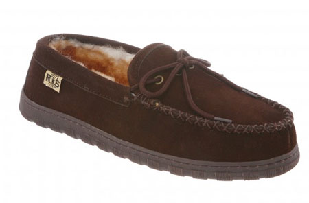 RJs Fuzzies Sheepskin Slippers Mens Moccasin - Chocolate