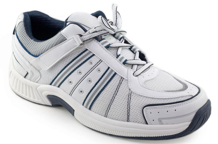 Orthofeet Shoes 610 Men's Strap On Lace-up - White/Blue