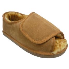 Lamo Sheepskin Men's Open Toe Wrap Slippers - Chestnut |