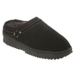RJs Fuzzies Sheepskin Slippers: Womens Clog Shoes in Black