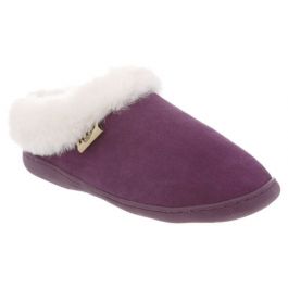 Womens Sheepskin Slippers: RJs Fuzzies Sunrise Scuff in Berry