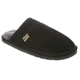 RJs Fuzzies Sheepskin Slippers Mens Scuff - Black |