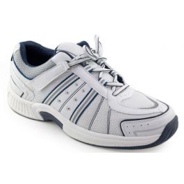 Orthofeet Shoes 610 Men's Strap On Lace-up - White/Blue |