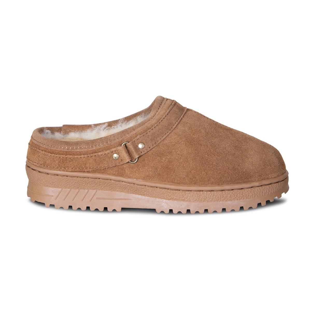 RJs Fuzzies Sheepskin Slippers Womens Clog - Brown